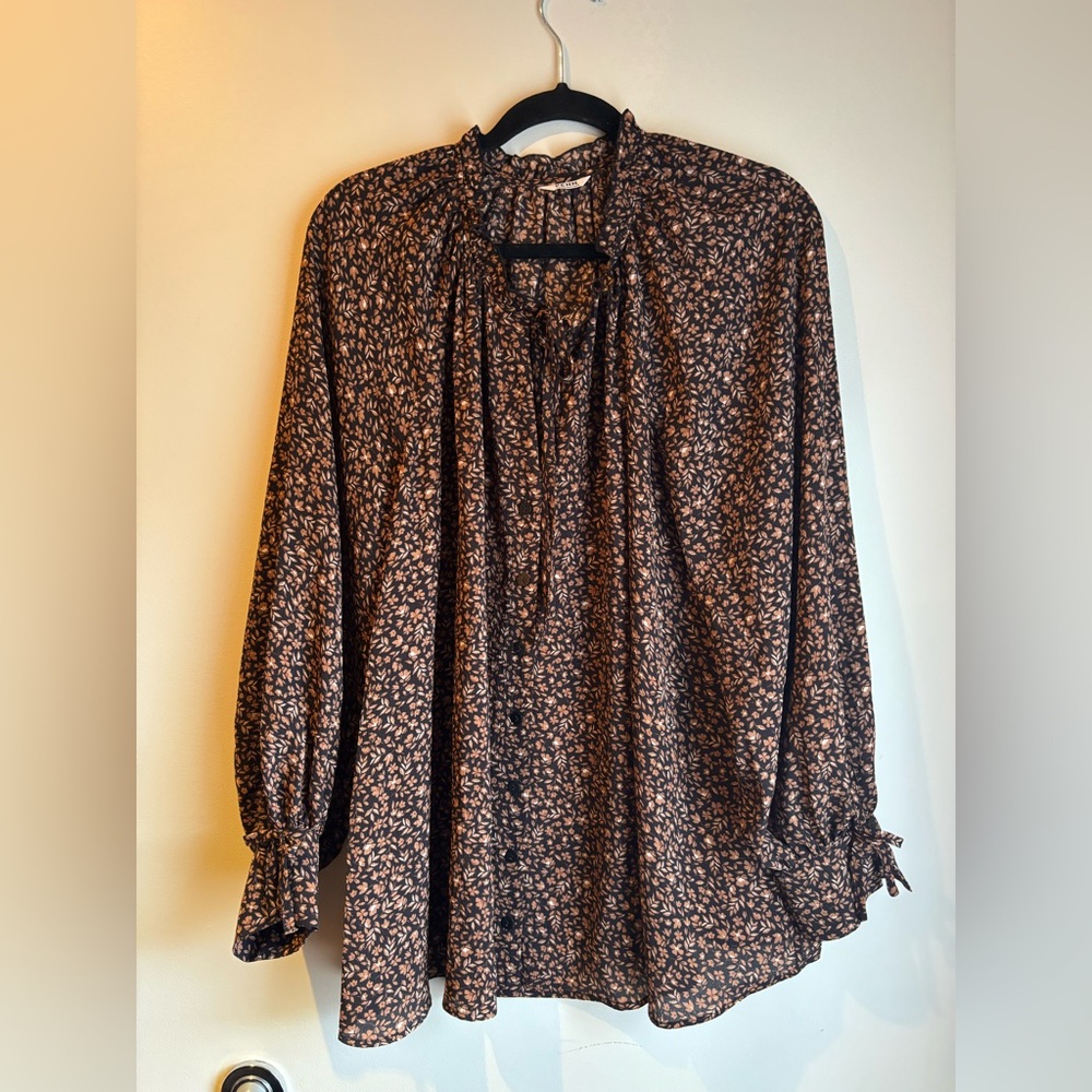 Elegant Brown Floral Blouse - PENN 2X